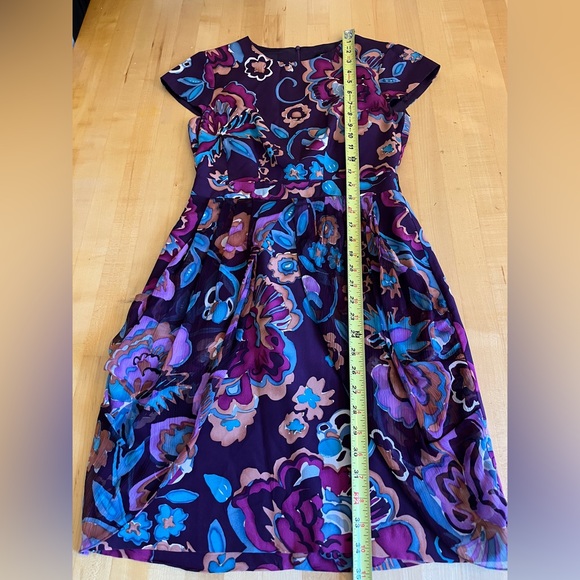 Nanette Lepore Plum Floral Silk Dress Size 0 - Picture 7 of 12